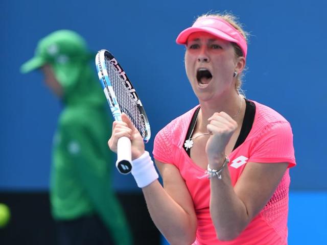 Czech Republic's Denisa Allertova celebrates after defeating Germany's Sabine Lisicki. (AFP Photo)
