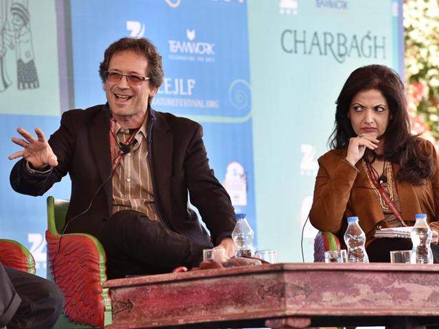 French political scientist Christophe Jaffrelot speaks during the session The Pakistan Paradox as Pakistani journalist Reema Abbasi looks on at the Jaipur Literature Festival. (Sanjeev Verma/ HT Photo) French political scientist Christophe Jaffrelot speaks during the session The Pakistan Paradox as Pakistani journalist Reema Abbasi looks on at the Jaipur Literature Festival. (Sanjeev Verma/ HT Photo)