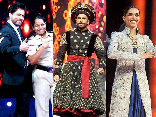 Deepika Padukone, Shah Rukh Khan and Ranveer Singh rocked the stage at Umang Festival 2016. Take a look. (Viral Bhayani/Yogen Shah) Deepika Padukone, Shah Rukh Khan and Ranveer Singh rocked the stage at Umang Festival 2016. Take a look. (Viral Bhayani/Yogen Shah)