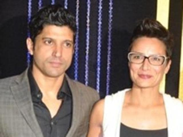 Farhan Akhtar with wife Adhuna (right), sister Zoya and his children. Farhan and Adhuna announced their separation on Thursday after 16 years of marriage.