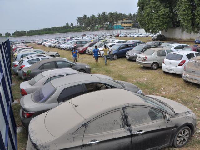 Tiruverkadu car yard of cardekho.com view. (V Srinivasulu / HT Photo)