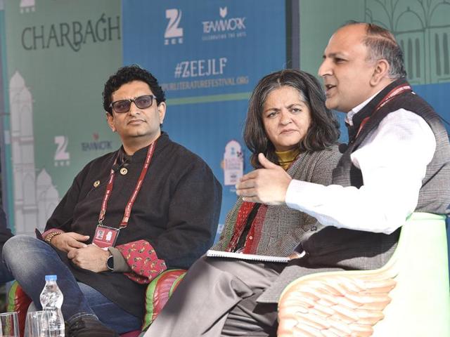 Left to right- Homi K Bhabha, Niyam Bhushan, Dayanita Singh and Pratap Bhanu during the session Total Recall: The End of Privacy at Jaipur Literature Festival 2016.(HT Photo) Left to right- Homi K Bhabha, Niyam Bhushan, Dayanita Singh and Pratap Bhanu during the session Total Recall: The End of Privacy at Jaipur Literature Festival 2016.(HT Photo)