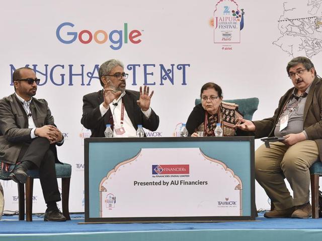 (Left to Right) Mihir S Sharma, C Raja Mohan, Coomi Kapoor and Salil Tripathi during the session The Night of 25th June: The Emergency at JLF 2016 on Friday. (Sanjeev Verma/HT Photo) (Left to Right) Mihir S Sharma, C Raja Mohan, Coomi Kapoor and Salil Tripathi during the session The Night of 25th June: The Emergency at JLF 2016 on Friday. (Sanjeev Verma/HT Photo)