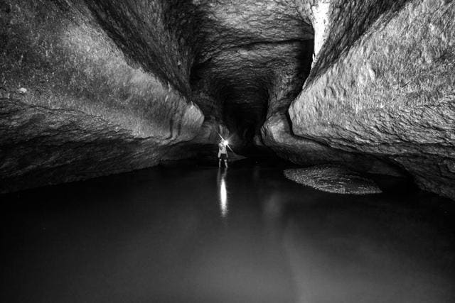 The Siju Cave in the Garo Hills of Meghalaya, a system of deep labyrinths and a stream running through it. The Siju Cave in the Garo Hills of Meghalaya, a system of deep labyrinths and a stream running through it.