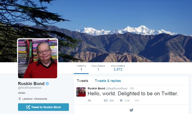 A screengrab of Ruskin Bond’s Twitter page.