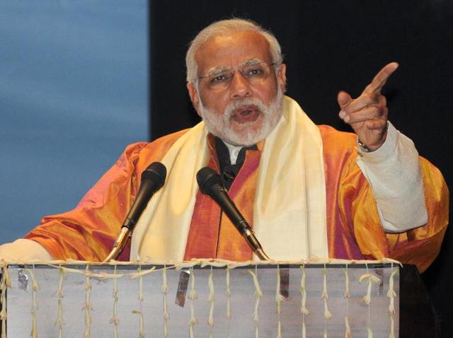 Prime Minister Narendra Modi speaks during the convocation of the Babasaheb Bhimrao Ambedkar University in Lucknow. (Ashok Dutta/Hindustan Times) Prime Minister Narendra Modi speaks during the convocation of the Babasaheb Bhimrao Ambedkar University in Lucknow. (Ashok Dutta/Hindustan Times)