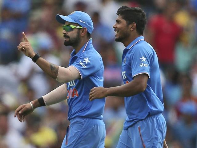 India's Virat Kohli and Umesh Yadav celebrate running out Australia's Shaun Marsh. (AP Photo) India's Virat Kohli and Umesh Yadav celebrate running out Australia's Shaun Marsh. (AP Photo)