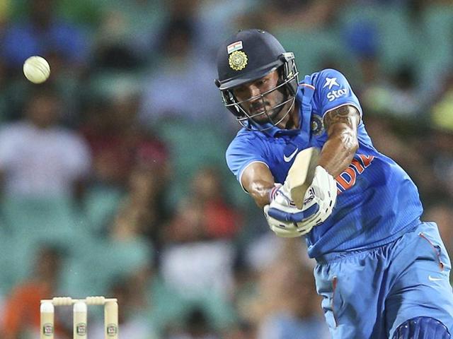 India's Manish Pandey plays a shot during their One Day International cricket match. (AP Photo) India's Manish Pandey plays a shot during their One Day International cricket match. (AP Photo)