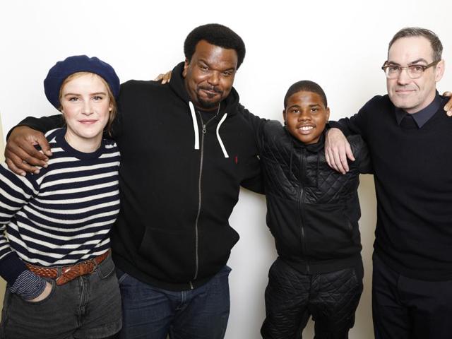 From left, actors Carla Juri, Craig Robinson, and Markees Christmas pose with filmmaker Chad Hartigan for a portrait to promote the film, Morris From America, at the Toyota Mirai Music Lodge during the Sundance Film Festival. (AP) From left, actors Carla Juri, Craig Robinson, and Markees Christmas pose with filmmaker Chad Hartigan for a portrait to promote the film, Morris From America, at the Toyota Mirai Music Lodge during the Sundance Film Festival. (AP)