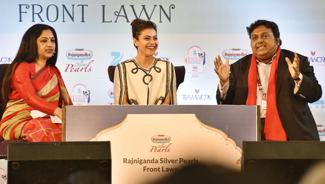 Kajol (centre) with author Ashwin Sanghi (right) and Sudha Sadhanand during the session The Sialkot Saga at the Jaipur Literature Festival 2016, in Jaipur, on Saturday. (Sanjeev Verma/ HT Photo) Kajol (centre) with author Ashwin Sanghi (right) and Sudha Sadhanand during the session The Sialkot Saga at the Jaipur Literature Festival 2016, in Jaipur, on Saturday. (Sanjeev Verma/ HT Photo)