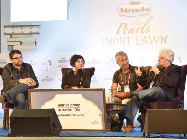 Left to right: Sidin Vadukut, Meera Syal, Ashok Ferrey and Suhel Seth during a session on What Makes South Asians Laugh at Jaipur.(HT Photo) Left to right: Sidin Vadukut, Meera Syal, Ashok Ferrey and Suhel Seth during a session on What Makes South Asians Laugh at Jaipur.(HT Photo)