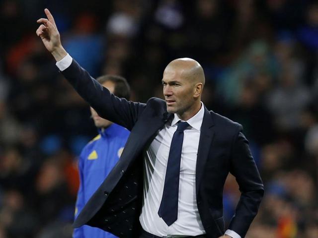 Zinedine Zidane gesture during his first training session as coach of Real Madrid .(AFP Photo) Zinedine Zidane gesture during his first training session as coach of Real Madrid .(AFP Photo)