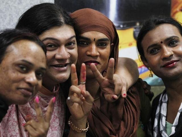 Members of the transgender community celebrate after the Supreme Court recognised transgender as the third gender in 2014. Odisha has now become the first state in the country to give social welfare benefits to the community. (Raj K Raj/HT file) Members of the transgender community celebrate after the Supreme Court recognised transgender as the third gender in 2014. Odisha has now become the first state in the country to give social welfare benefits to the community. (Raj K Raj/HT file)