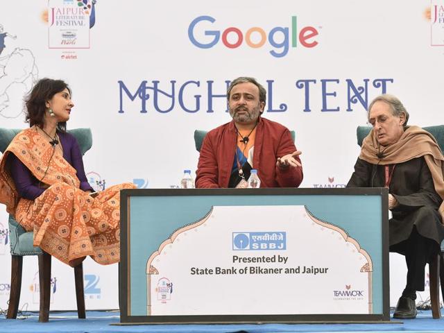 Author Anuja Chauhan (left), with Jai Arjun Singh (centre), and Rauf Ahmed during the session Jaane Kahaan Gaye Who Din: New Books on Old Bollywood at the Jaipur Literature Festival 2016 in Jaipur on Sunday.(Sanjeev Verma/ HT Photo) Author Anuja Chauhan (left), with Jai Arjun Singh (centre), and Rauf Ahmed during the session Jaane Kahaan Gaye Who Din: New Books on Old Bollywood at the Jaipur Literature Festival 2016 in Jaipur on Sunday.(Sanjeev Verma/ HT Photo)
