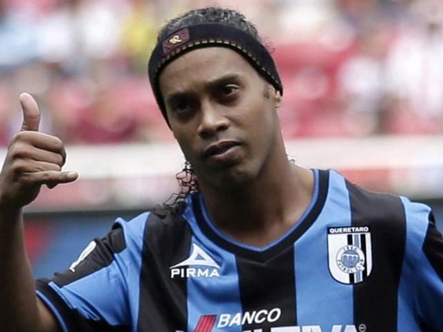 Ronaldinho arrived in Kerala after being named as the brand ambassador of the Sait Nagjee Football Tournament.(Reuters Photo)