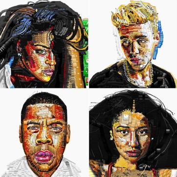 By using emoji to create vividly detailed likenesses of celebrities (such as Rihanna, Justin Bieber, Jay Z and Nicki Minaj, among others), artist and social media sensation Yung Jake has merged the tech and art worlds. (Instagram) By using emoji to create vividly detailed likenesses of celebrities (such as Rihanna, Justin Bieber, Jay Z and Nicki Minaj, among others), artist and social media sensation Yung Jake has merged the tech and art worlds. (Instagram)