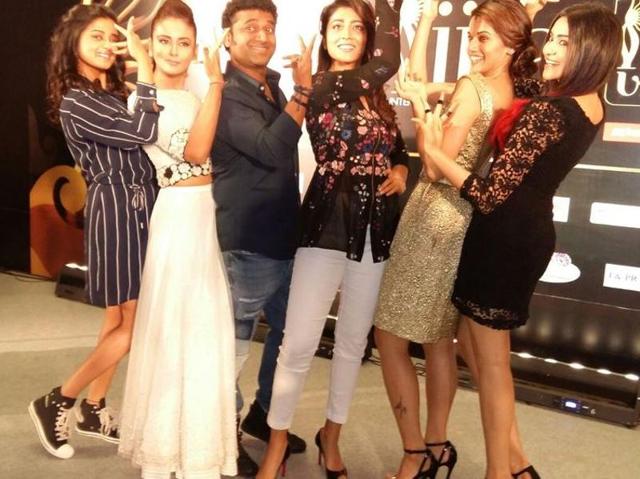 Singer DSP with leading South Indian actresses. (Twitter) 