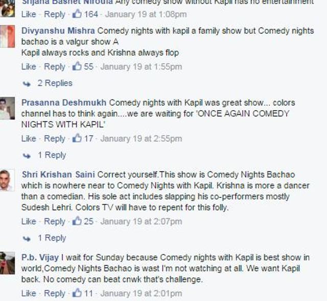 A screen grab of the official page of Comedy Nights with Kapil. (Facebook)