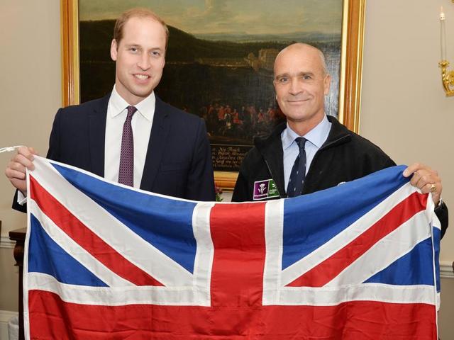In this file photo, Henry Worsley is seen with Britain's Prince William as they hold the British flag in London. (AP) In this file photo, Henry Worsley is seen with Britain's Prince William as they hold the British flag in London. (AP)