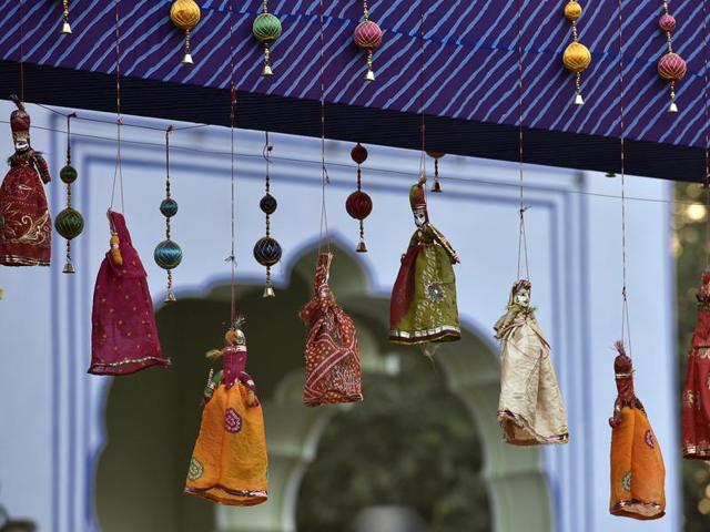 Puppets at the Jaipur Literature Festival . (Sanjeev Verma/HT Photo) Puppets at the Jaipur Literature Festival . (Sanjeev Verma/HT Photo)