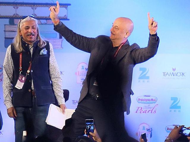 Actor Anupam Kher at the closing session of the Jaipur Literature Festival, titled Is Freedom of Speech Absolute and Unconditional? in Jaipur on Monday. (Himanshu Vyas/HT Photo) Actor Anupam Kher at the closing session of the Jaipur Literature Festival, titled Is Freedom of Speech Absolute and Unconditional? in Jaipur on Monday. (Himanshu Vyas/HT Photo)