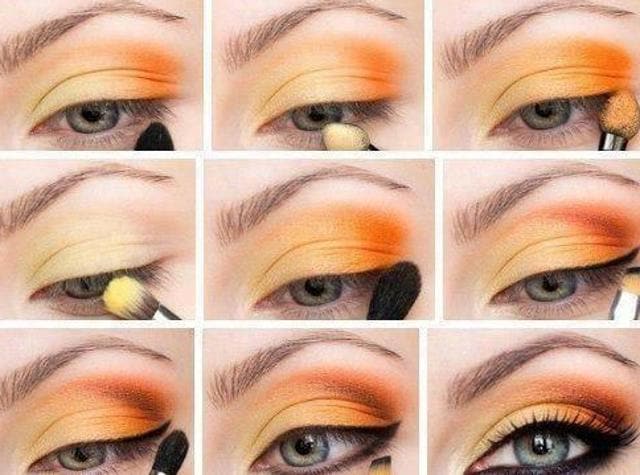 You can do your eyes by playing with deep jewel tones, marmalade hues, deep tangerines and creamy canary yellows. (Pinterest) You can do your eyes by playing with deep jewel tones, marmalade hues, deep tangerines and creamy canary yellows. (Pinterest)