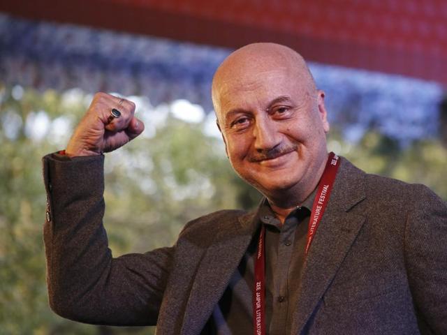 Bollywood actor Anupam Kher strikes a pose for the audience at the Jaipur Literature Festival at Jaipur. (AP Photo/ Deepak Sharma) Bollywood actor Anupam Kher strikes a pose for the audience at the Jaipur Literature Festival at Jaipur. (AP Photo/ Deepak Sharma)