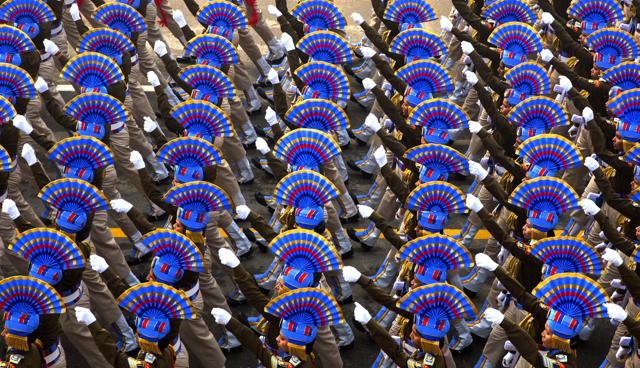 Indian security forces march during the Republic Day parade in New Delhi, India.(AP) Indian security forces march during the Republic Day parade in New Delhi, India.(AP)
