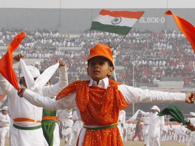 A schoolchild performing in cultural program on the occasion of Republic Day at Guru Nanak Stadium in Ludhiana. (Jagtinder Singh Grewal/HT Photo) A schoolchild performing in cultural program on the occasion of Republic Day at Guru Nanak Stadium in Ludhiana. (Jagtinder Singh Grewal/HT Photo)
