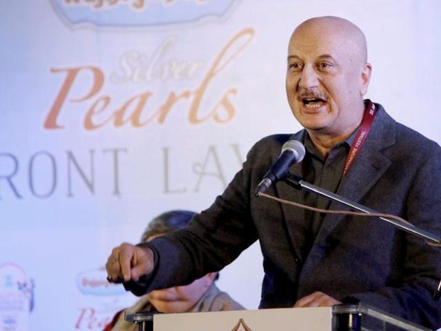 Actor Anupam Kher speaks during a session at the Jaipur Literature Festival at Diggi Palace in Jaipur on Monday. (PTI) Actor Anupam Kher speaks during a session at the Jaipur Literature Festival at Diggi Palace in Jaipur on Monday. (PTI)