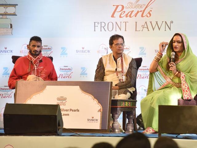 Laxmi Narayan Tripathi (R), Jerry Pinto (C), and R.Raj Rao (L) during the session "I Eunuch : Me Hijra Me Laxmi” at Jaipur literary festival 2016. (Photo by Sanjeev Verma/Hindiustan Times) Laxmi Narayan Tripathi (R), Jerry Pinto (C), and R.Raj Rao (L) during the session "I Eunuch : Me Hijra Me Laxmi” at Jaipur literary festival 2016. (Photo by Sanjeev Verma/Hindiustan Times)