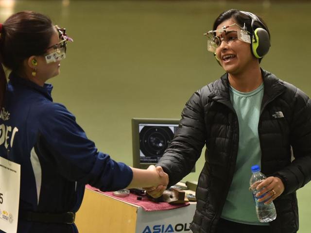 Sidhu is congratulated by a competitor from Taipei. (Ravi Choudhary/ HT Photo) Sidhu is congratulated by a competitor from Taipei. (Ravi Choudhary/ HT Photo)