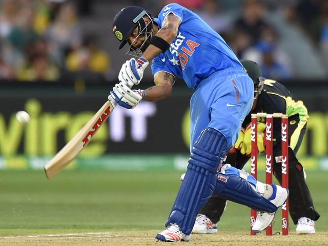 Virat Kohli of India bats during the first Twenty20 cricket international between India and Australia at the Adelaide Oval in Adelaide on January 26, 2016. (AFP Photo) Virat Kohli of India bats during the first Twenty20 cricket international between India and Australia at the Adelaide Oval in Adelaide on January 26, 2016. (AFP Photo)