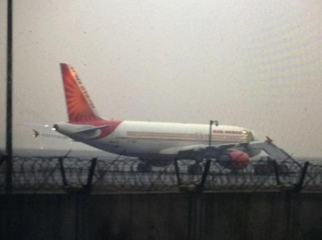 Air India flight AI-215 was delayed after officials received an anonymous call of "bomb threat" on Wednesday. (Raj K Raj/HT Photo) Air India flight AI-215 was delayed after officials received an anonymous call of "bomb threat" on Wednesday. (Raj K Raj/HT Photo)