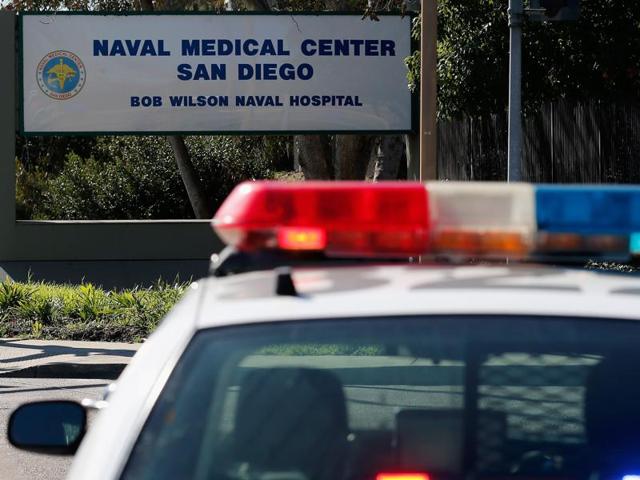 San Diego Police control traffic outside Naval Medical Center after reports of gunfire inside the military hospital in California. Initial reports of gunfire were later said to be unfounded by local law enforcement.(AFP Photo) San Diego Police control traffic outside Naval Medical Center after reports of gunfire inside the military hospital in California. Initial reports of gunfire were later said to be unfounded by local law enforcement.(AFP Photo)