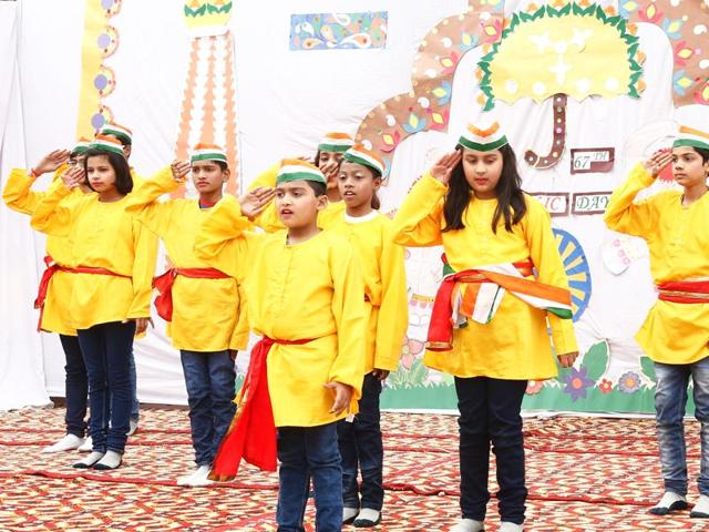 Delhi Heritage School, Sector-22, Rohini, celebrated India Day with great fanfare. The aim of the programme was to inspire positivity and pride in being Indians and to arouse a desire among students to contribute to the building of a smart progressive nation ~ India. (HT PACE)
