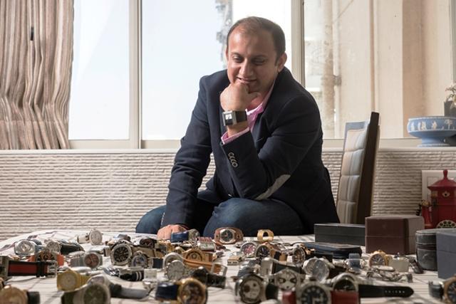 Kushal Sanghvi (39), business head at Reliance Entertainment and Digital, collects high-end timepieces. (Photo: Aalok Soni/HT) Kushal Sanghvi (39), business head at Reliance Entertainment and Digital, collects high-end timepieces. (Photo: Aalok Soni/HT)