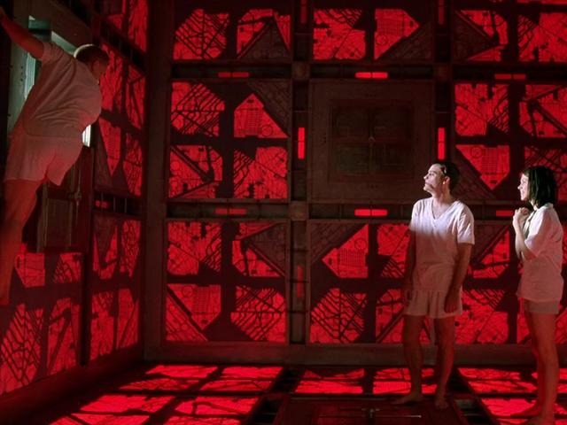 Cube (1997): 7 complete strangers of widely varying personality characteristics are involuntarily placed in an endless kafkaesque maze containing deadly traps.