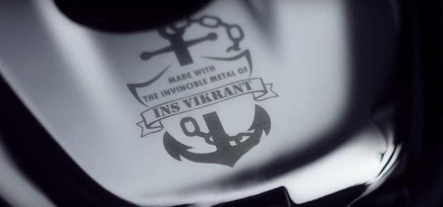 The invincible metal: Bajaj V will have a special INS Vikrant logo engraved (YouTube screengrab) The invincible metal: Bajaj V will have a special INS Vikrant logo engraved (YouTube screengrab)