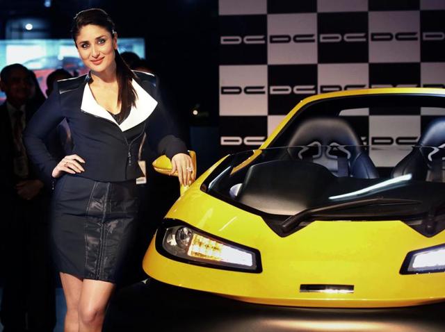 Bollywood actor Kareena Kapoor Khan at the launch of veteran car designer Dilip Chhabria’s car TIA during the Auto Expo 2014 in Greater Noida. (Virendra Singh Gosain/HT File Photo)
