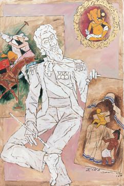Relics Of The Empire, Oil on canvas, 1989, MF Husain Relics Of The Empire, Oil on canvas, 1989, MF Husain