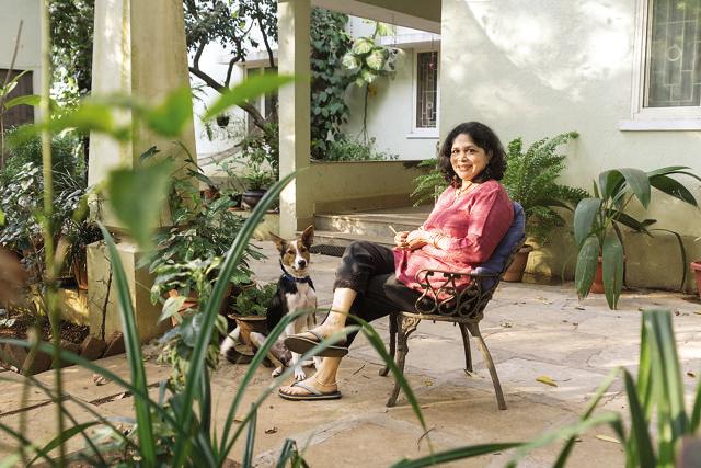 The relaxed life allows for better creativity…Particularly if you’re intimidated by a metropolitan city. Cities like Bombay and Delhi have limited arts spaces and they don’t excite me, but here, every place has wondrous possibilities. People are finally ready for alternative activities here – I hope I don’t get jaded! People say “You live in Goa and don’t go to the beach? You work so hard?” I tell them I’m having such a good time I don’t even realise I’m working. [Arundhati Chattopadhyaya, who works in theatre, moved to Socorro with her musician husband Neel five years ago, after living in Mumbai, New York, Bangalore and Pune. Seen here with her dog, Piku]