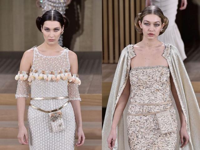 In a zen pavilion set, Karl Lagerfeld slowed the frantic pace of fashion to show meticulous handcrafted designs made with wood, straw and paper (Twitter)