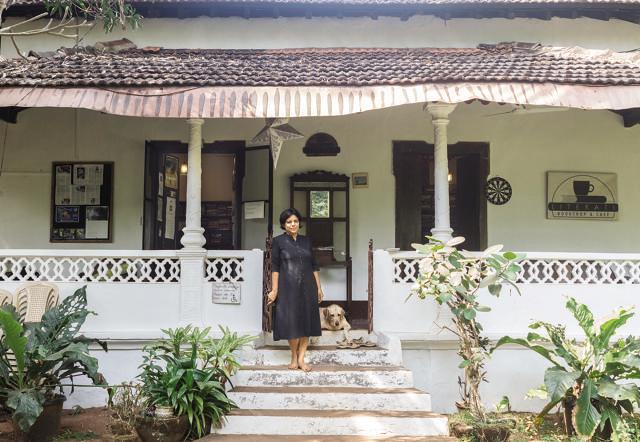 You can do business year-round now…with people coming to Goa even in the monsoon, which is a good time for reading. We stay open for 11 months of the year. Plus, living here, I have the option of visiting a beach – I love the sea and swimming – and I’ve always loved napping. I think I could grow old here but I’m not a great planner. Hopefully one can survive the perils of running a bookstore![Divya Kapoor gave up her law career in Delhi in 2004 to open a bookstore in Calangute. Seen with her dog, Frida]