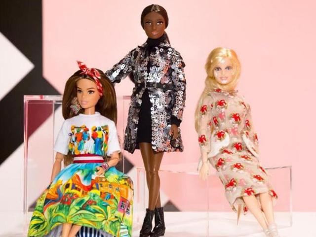 Barbies wearing clothes designed specially by famous designers in 2015. (Mattel) 