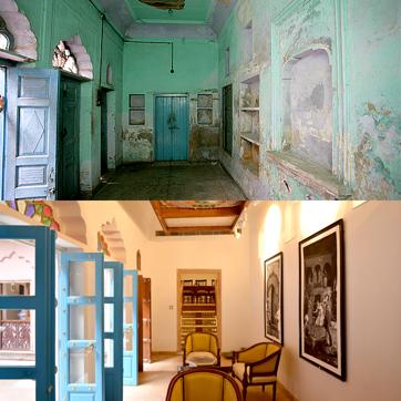 Before and after images of the haveli. Before and after images of the haveli.