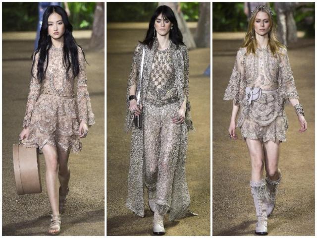 So you’d have a high-neck Edwardian-style dress followed by a cropped jacket with a Nehru collar and softly tailored pants trailing a split train, or a gown with a built-in beaded capelet, and coming up right behind it, a thigh-length number with a saree--like sash thrown over one shoulder. (AFP/ AP/ Reuters) So you’d have a high-neck Edwardian-style dress followed by a cropped jacket with a Nehru collar and softly tailored pants trailing a split train, or a gown with a built-in beaded capelet, and coming up right behind it, a thigh-length number with a saree--like sash thrown over one shoulder. (AFP/ AP/ Reuters)
