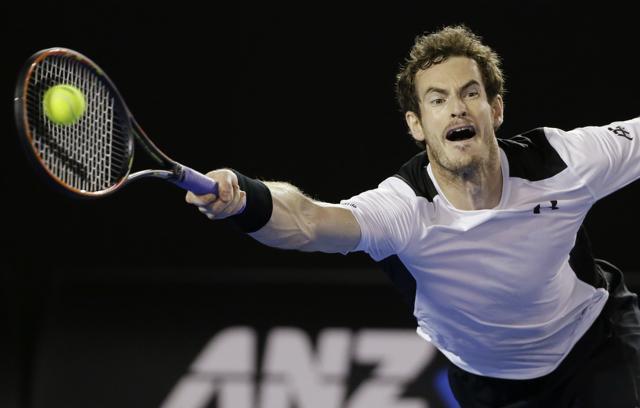 Andy Murray plays a forehand return to Milos Raonic during their semifinal match at the Australian Open. (AP Photo) Andy Murray plays a forehand return to Milos Raonic during their semifinal match at the Australian Open. (AP Photo)