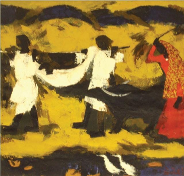 To the market, oil on canvas,1961, NS Bendre. To the market, oil on canvas,1961, NS Bendre.