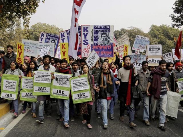 Dalit student Rohith Vemula’s suicide in Hyderabad triggered country-wide outrage.(PTI Photo)